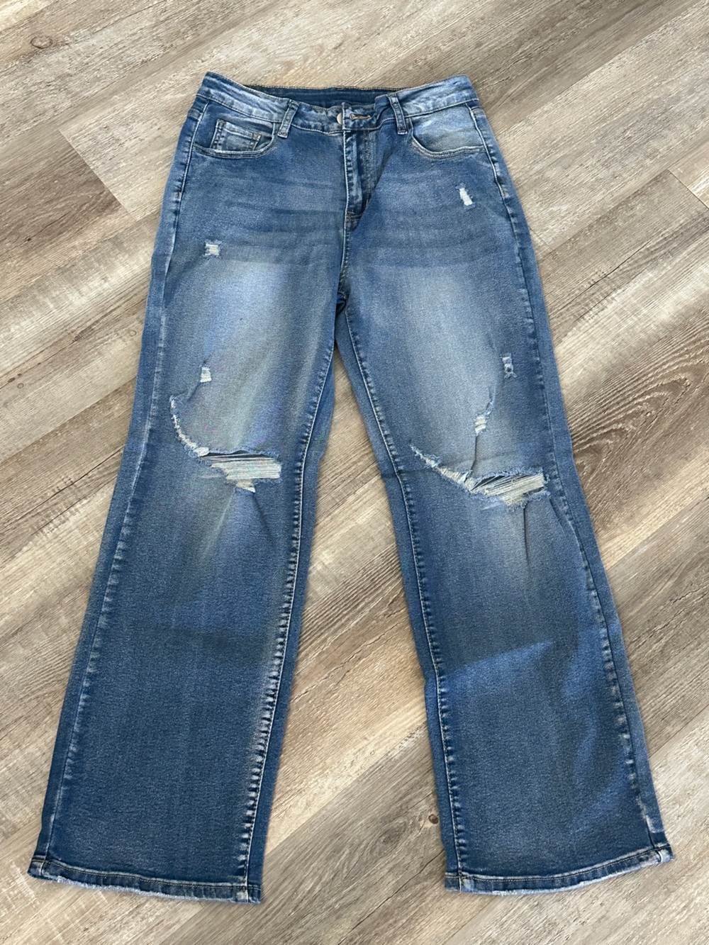 Distressed Wide Leg Denim Pants